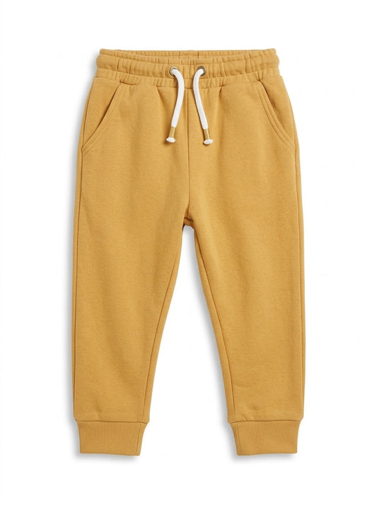 Boys' Mustard Yellow Casual Joggers with Drawstring Waist