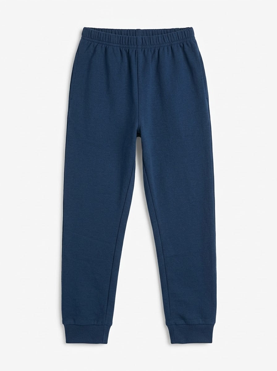 Kids' Navy Blue Elastic-Waist Casual Joggers