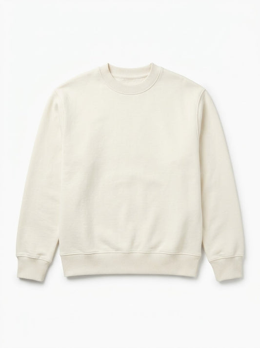 Kids' Off-White Solid Crewneck Sweatshirt