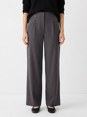 Women Charcoal Grey Pleated Trousers