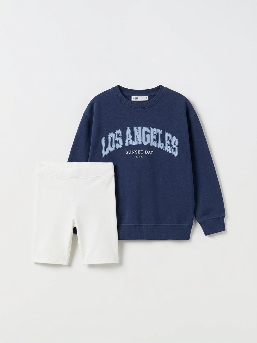 Girls' 2-Piece Graphic Sweatshirt & Shorts Set