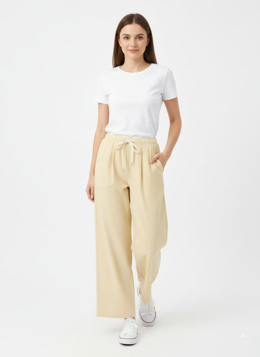 Women's high-waisted wide-leg trousers (polyster)