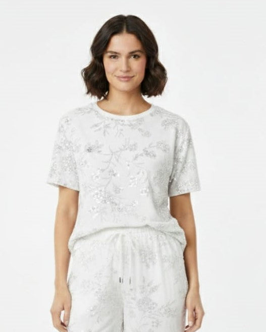 SPF Relaxed Fit Floral Sequin Loungewear Set