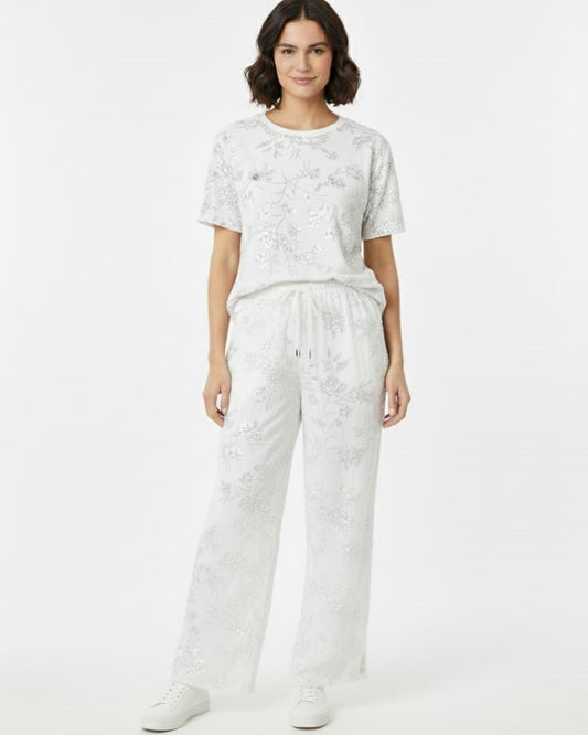SPF Relaxed Fit Floral Sequin Loungewear Set