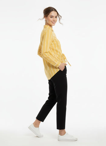 Womens Striped Long Sleeve Button Slim