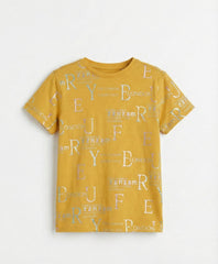 M&S Girls Shimmering Slogan Print Short Sleeve Cotton T Shirt