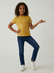 M&S Girls Shimmering Slogan Print Short Sleeve Cotton T Shirt
