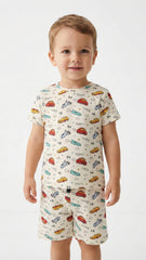 RESERVED Boys Organic Cotton Car Print T Shirt & Shorts Set