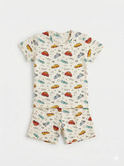 RESERVED Boys Organic Cotton Car Print T Shirt & Shorts Set