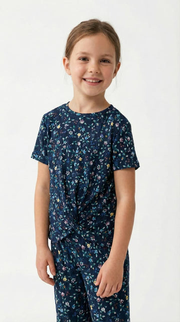 OKAIDI Girls Floral Knot Two Piece Set