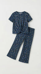 OKAIDI Girls Floral Knot Two Piece Set