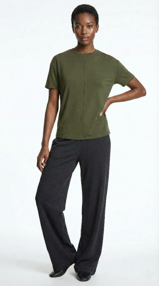 OYSHO Womens Essential Seam Detail Crew Neck T Shirt