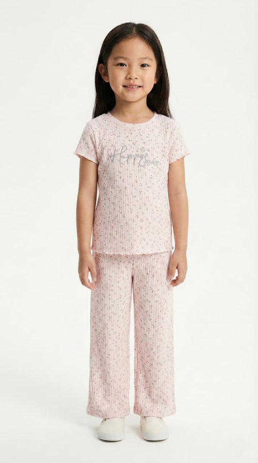 OKAIDI Girls Floral Print Two Piece Set