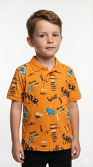 OKAIDI Boys Game On Graphic Print Orange Polo