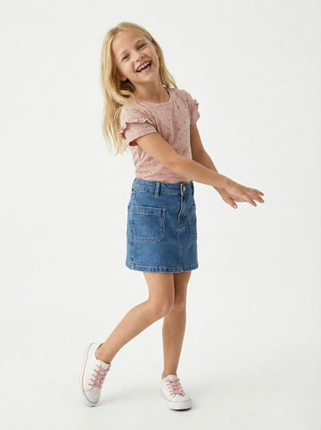 NAME IT Girls Textured Floral Printed Tee