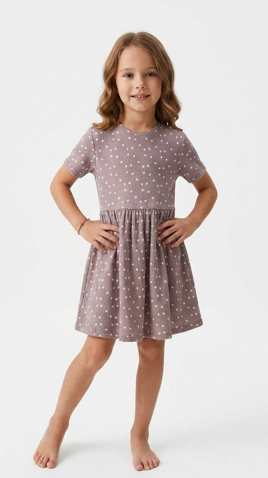 LC WAIKIKI Girls Textured Polka Printed Dress