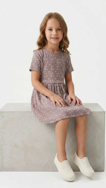 LC WAIKIKI Girls Textured Polka Printed Dress