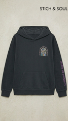 STICH & SOUL WOMENS BACKPRINT BLACK HOODIE