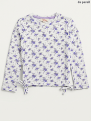 Du Pareil au Même Girls' Floral Side-Tie Long-Sleeve Top
