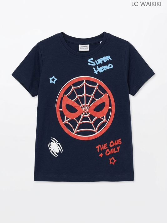 LC WAIKIKI Boys' Navy Spider-Man T-Shirt | Superhero Graphic Cotton Tee