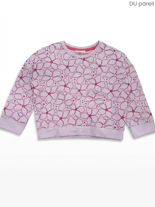 DU PAREIL Girls' Lilac Floral Sweatshirt | Printed Cotton Pullover
