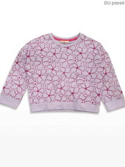 DU PAREIL Girls' Lilac Floral Sweatshirt | Printed Cotton Pullover