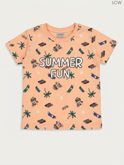 LC Waikiki "Summer Fun" Boys Peach Graphic T-Shirt