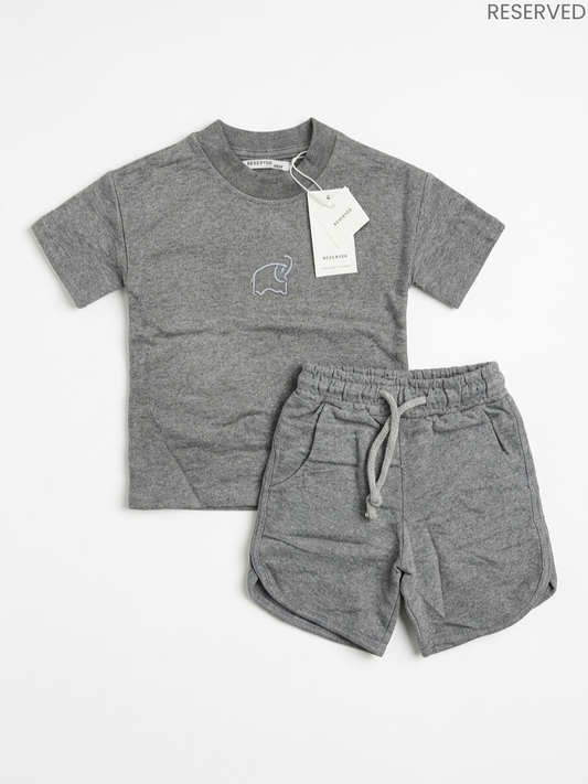 Reserved Girl Grey Elephant Embroidered 2-Piece Set