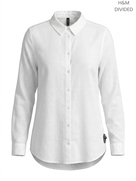 Women's White Long-Sleeve Button-Down Shirt
