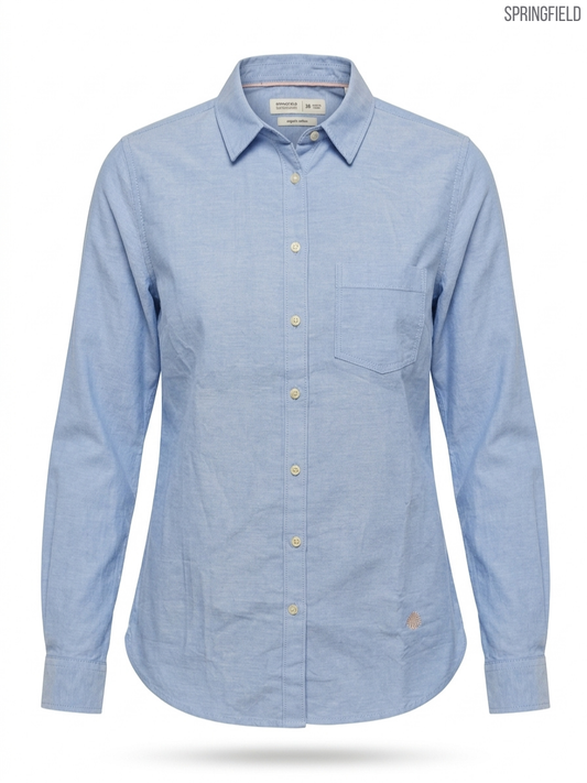 Springfield Women's Blue Long-Sleeved Oxford Shirt