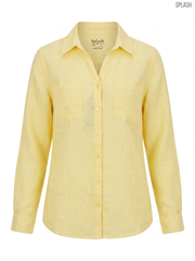 Splash Women's Yellow Long-Sleeved Linen Shirt