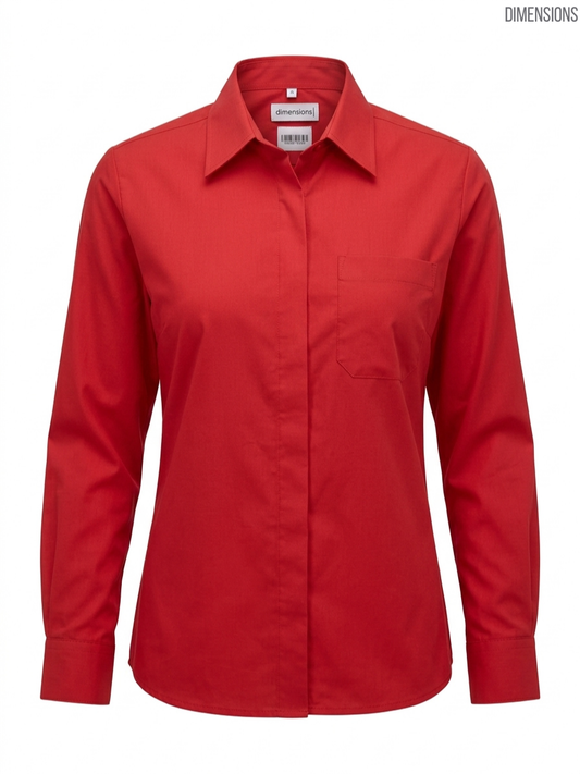 Dimensions Women's Red Long-Sleeved Shirt