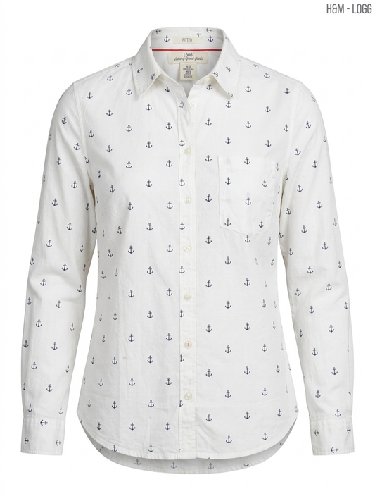 H&M - LOGG Women's Anchor-Print Long-Sleeved Shirt