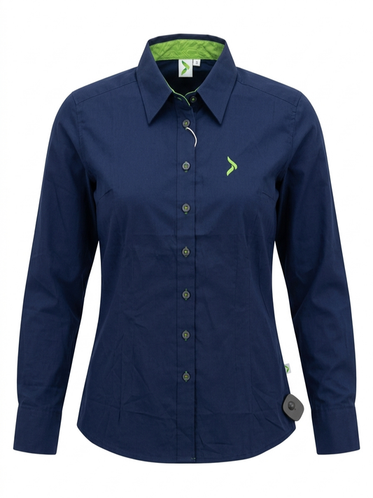 Women's Navy Blue Long-Sleeved Accent Shirt