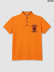 OKAIDI Boys' Orange Spider-Man Superhero Polo Shirt | Casual Kids Wear