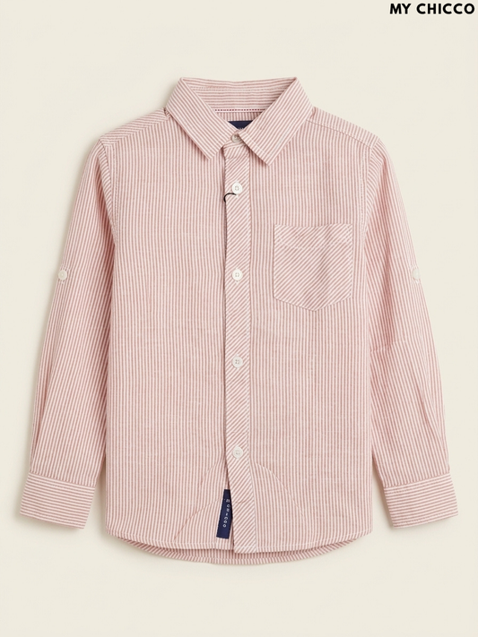 MY CHICCO Kids' Pink & White Striped Button-Down Shirt | Casual Smart Wear