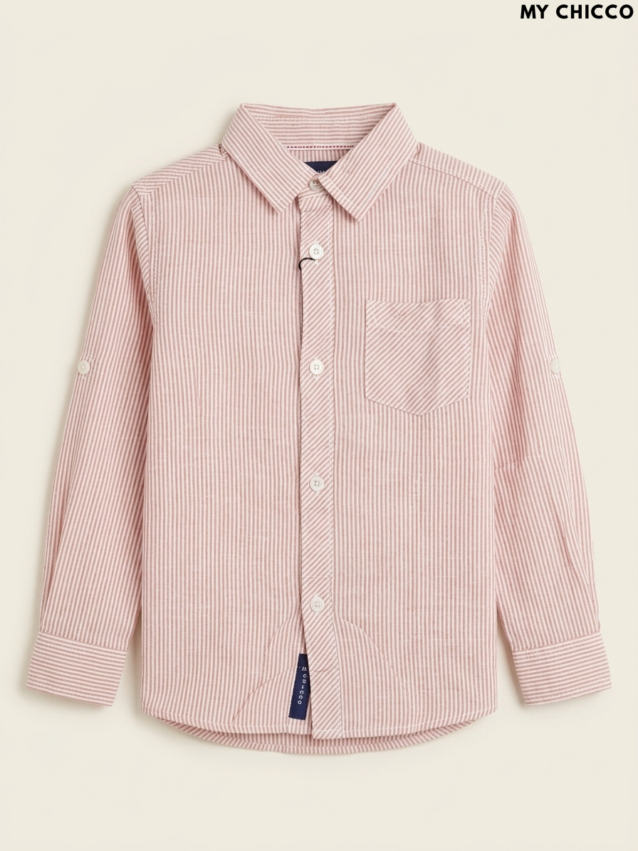 MY CHICCO Kids' Pink & White Striped Button-Down Shirt | Casual Smart Wear