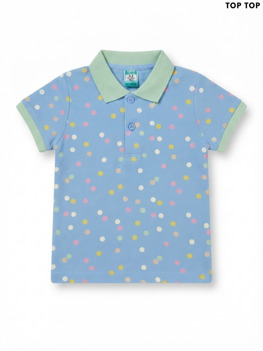 TOP TOP Kids' Blue Polka Dot Polo Shirt | Casual Summer Wear