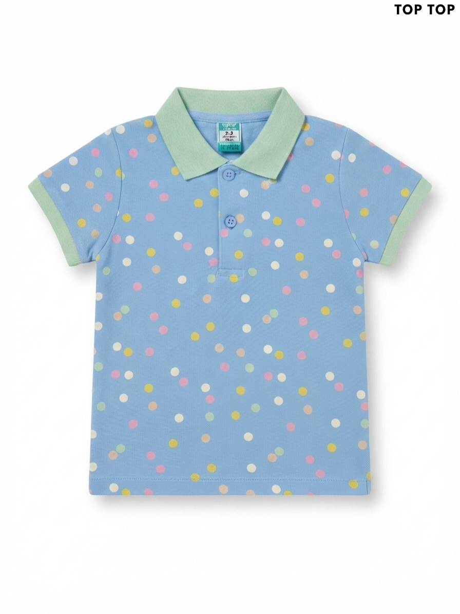 TOP TOP Kids' Blue Polka Dot Polo Shirt | Casual Summer Wear
