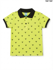 TOP TOP Kids' Neon Yellow Graphic Print Polo Shirt | Casual Summer Wear
