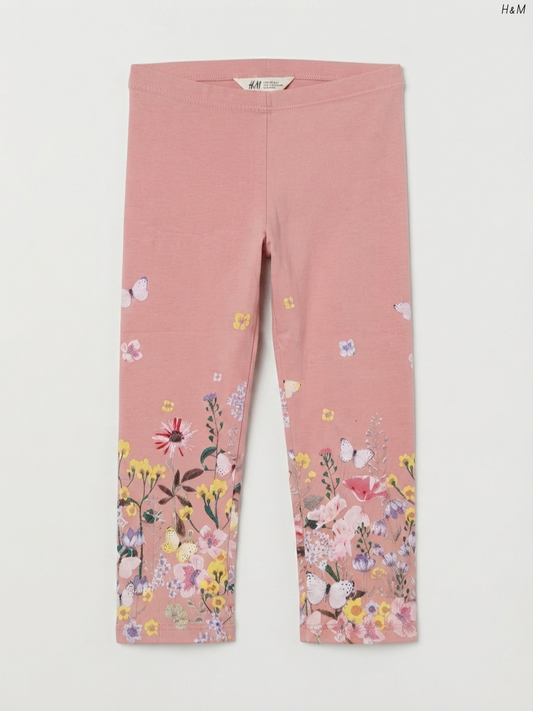 H&M Kids' Dusty Pink Floral & Butterfly Leggings | Casual Activewear