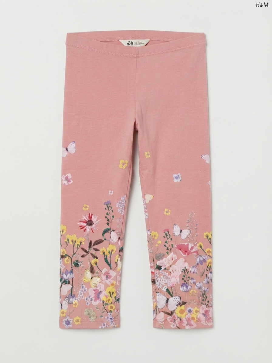 Kids' Dusty Pink Floral & Butterfly Leggings | Casual Activewear