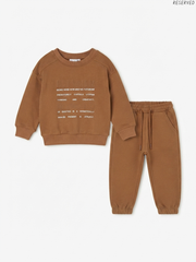 RESERVED Kids' Brown Typography Sweatshirt and Joggers Set | Casual Activewear