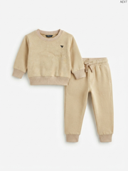 NEXT Kids' Beige Dinosaur Print Sweatshirt and Joggers Set | Casual Activewear
