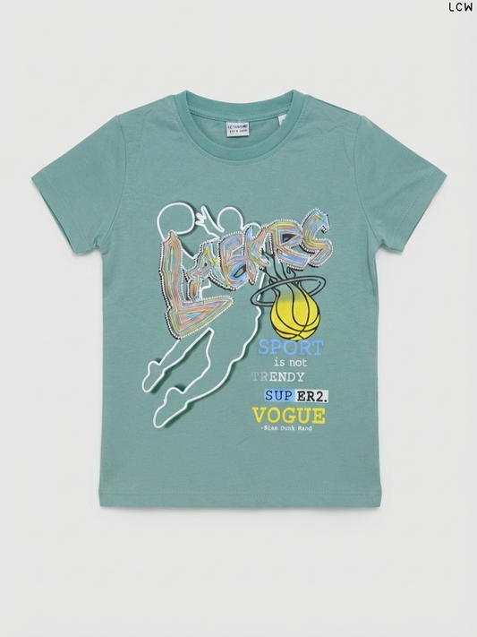LCW Basketball Graphic Boys' T-Shirt (Sage Green)