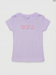 LCW "Stay True" Ribbed Girls' T-Shirt (Lilac)