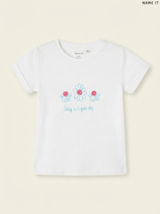 Name It "Today is a Good Day" Embroidered Girls' T-Shirt (White)