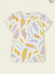 Name It Girls Lightning Bolt Print T-Shirt (White / Multi)