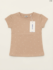 LCW Heart-Print Girls' T-Shirt (Taupe)