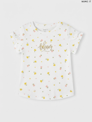 Name It "Bloom" Ribbed Floral Girls' T-Shirt (White)